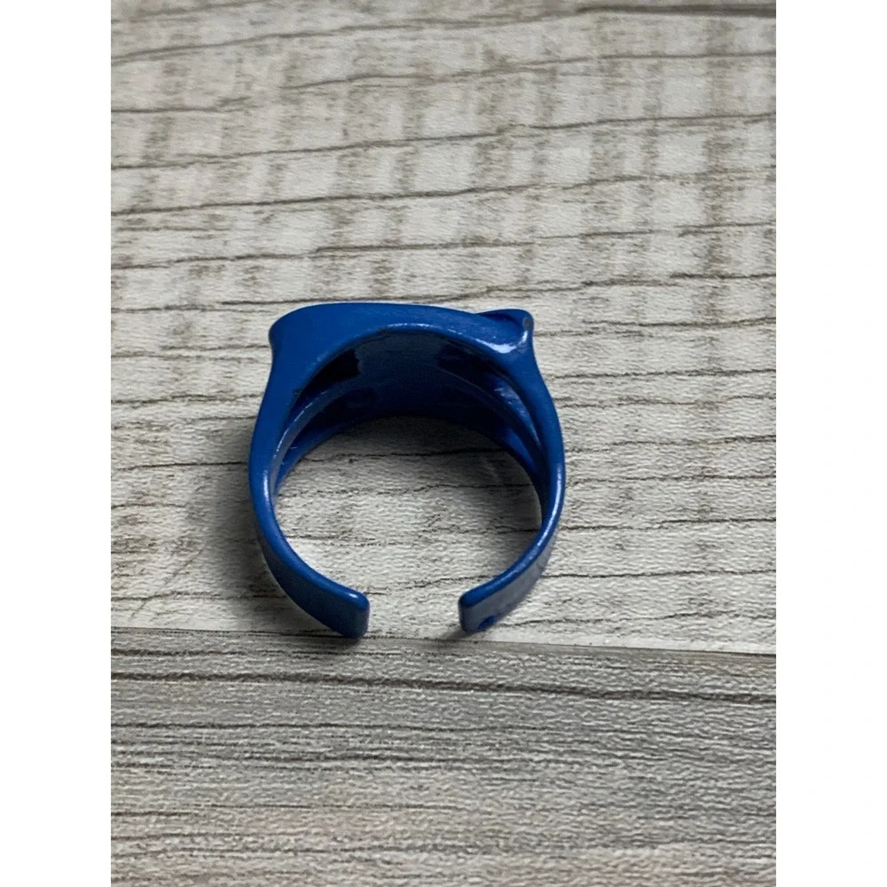 Cobalt Blue Enamel Wavy Multi Strand Cage Statement Ring Adjustable Size 8